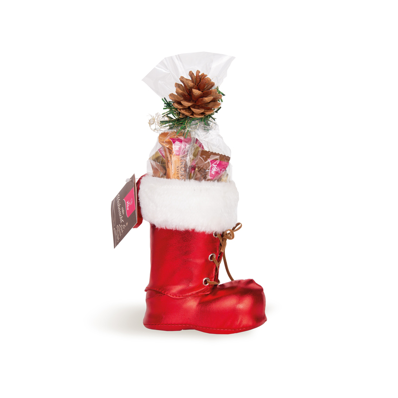 Viba Stiefel gefüllt mit Nougat Minis Geschenk zum Nikolaus oder zu Weihnachten, 90 g