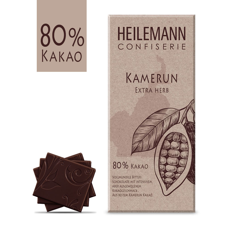 Ursprungs-Schokolade Kamerun 80 % Extra herb, 80 g