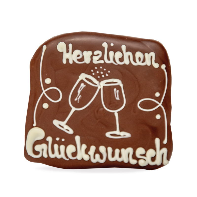 Confiserie-Schokolade "Herzlichen Glückwunsch", 35 g - ausgepackt