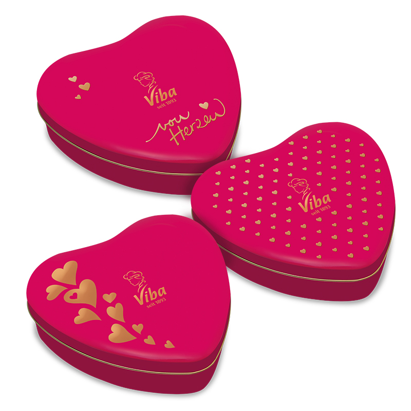 Viba Geschenkpackung Geschenkdosen Herz drei Varianten gefüllt mit Nougat Minis