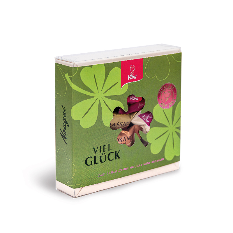 Viba Glücksmomente, 120 g - Viel Glück Geschenk gefüllt mit verschiedenen Nougat Minis