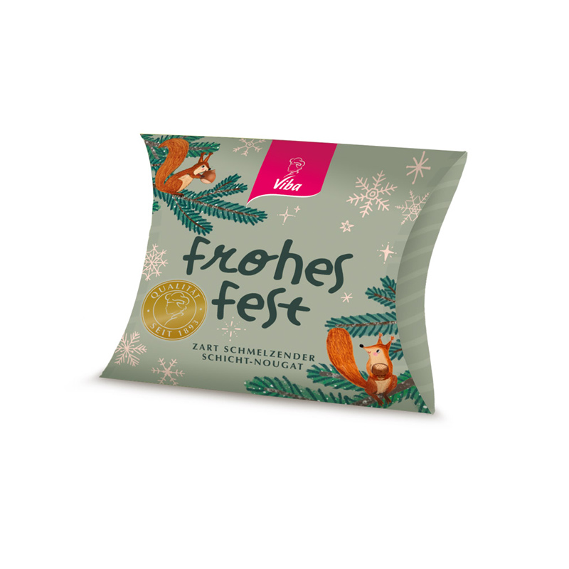 Viba Kissenschachtel "Frohes Fest" gefüllt mit Schicht-Nougat Minis, 50 g