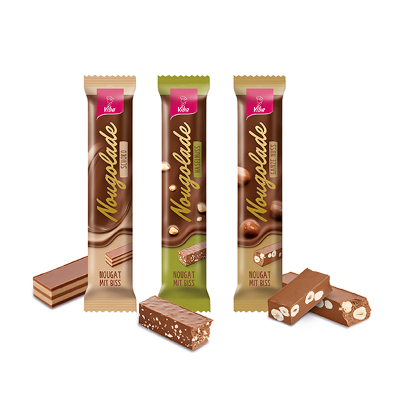 Viba Nougolade - Nougat Riegel Trio Schoko, Haselnuss und Ganze Nuss
