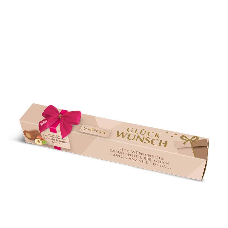 Viba Grussbote Geschenkverpackung "Glückwunsch" mit Schicht Nougat Minis, 30 g