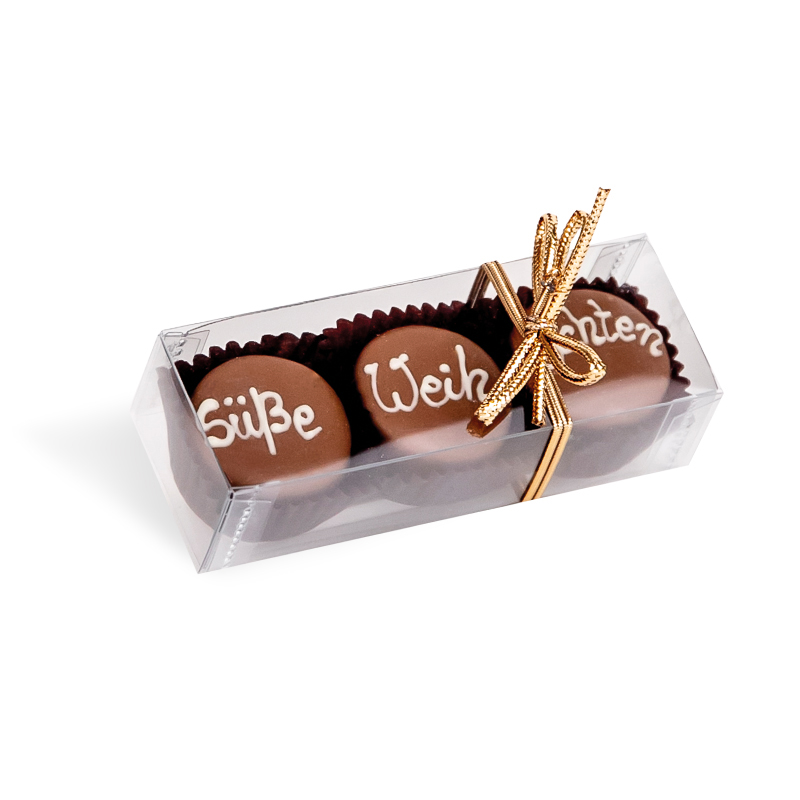 Viba 3er Nougat Pralinen mit Aufschrift Süße Weihnachten, 38 g