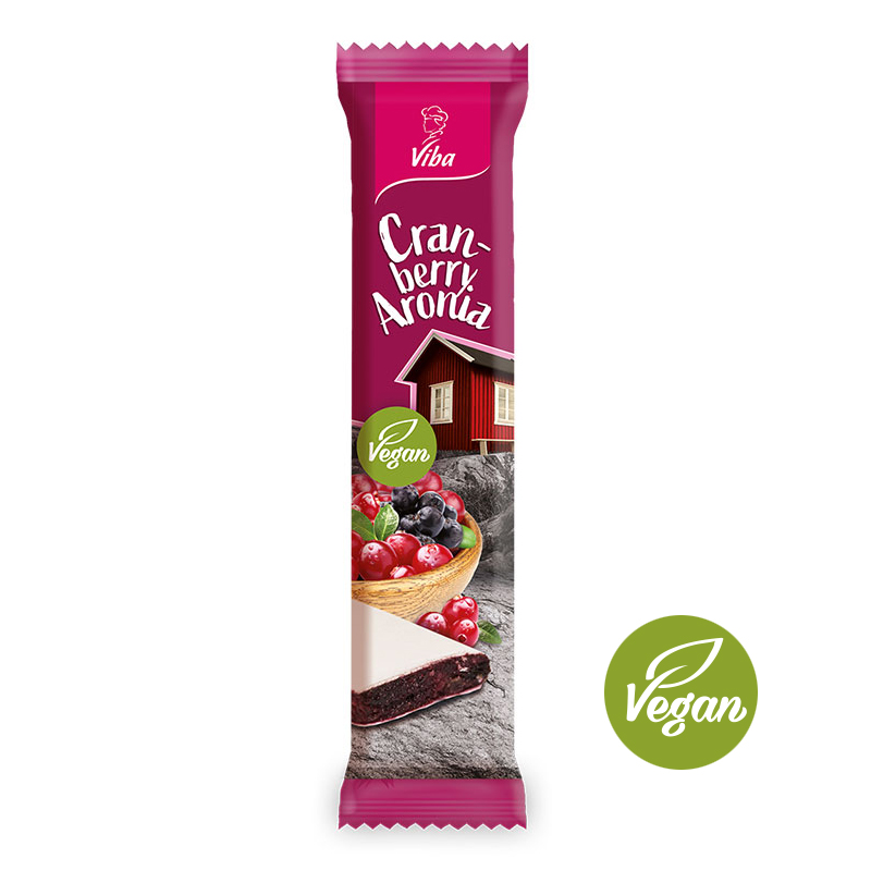 Viba Genussriegel Cranberry-Aronia, veganer Fruchtriegel mit fein-säuerlicher Cranberrys und Superfrucht Aronia