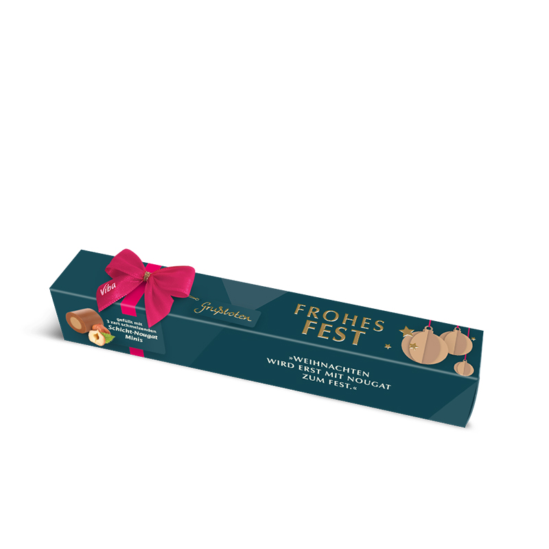 Viba Grußbote Frohes Fest - weihnachtliche Grußstange gefüllt mit Schicht-Nougat Minis, 30 g