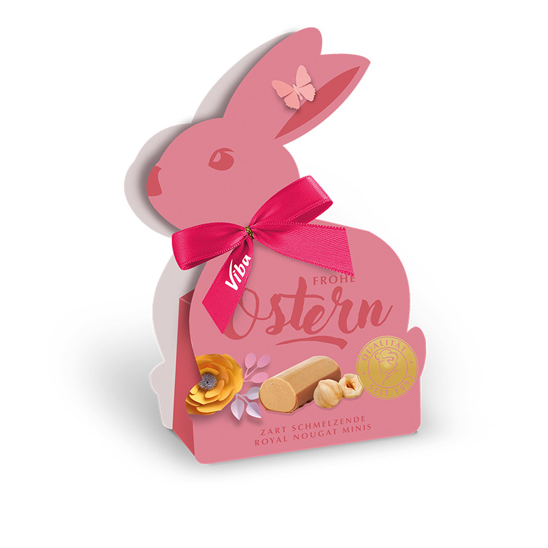 Viba Flower Power Ostergruß Hase gefüllt mit Royal Nougat Minis, 40 g
