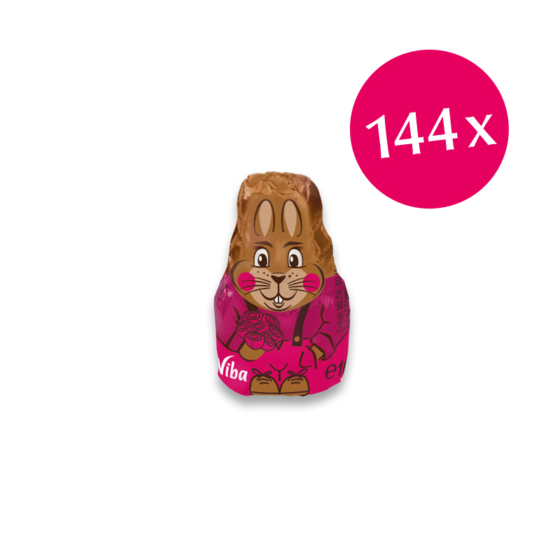 Viba Schokohäschen gefüllt mit Nougat im Vorratspack, 144 x 10 g