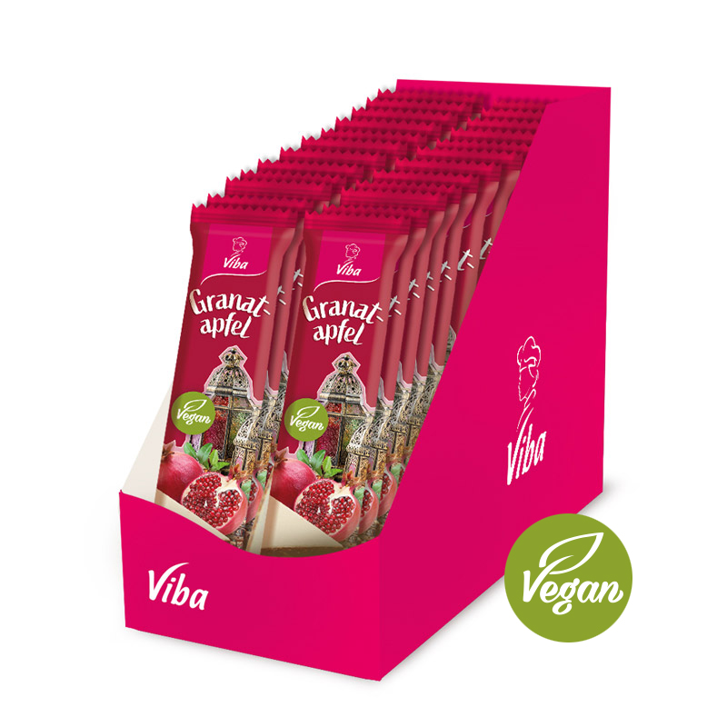 Viba Genussriegel Granatapfel, Sparkarton veganer Fruchtriegel mit beerig-fruchtigem Geschmack, 24 x 35 g
