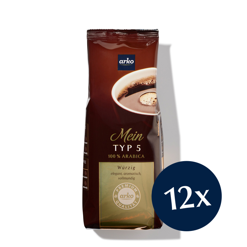 arko Kaffee Typ 5 Softbag, gemahlen, 12 x 500 g
