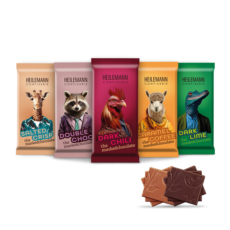 Heilemann "maskedchocolate" Mix-Karton mit Schoko-Stückchen