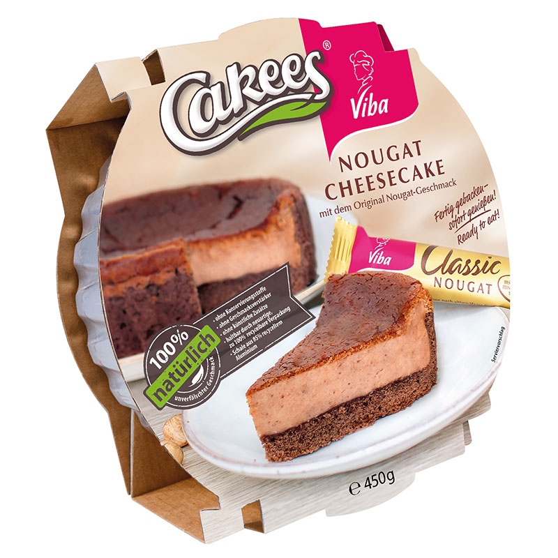 Cakees Viba Nougat-Cheesecake saftiger Quarkkuchen mit Viba Classic Nougat, 450 g
