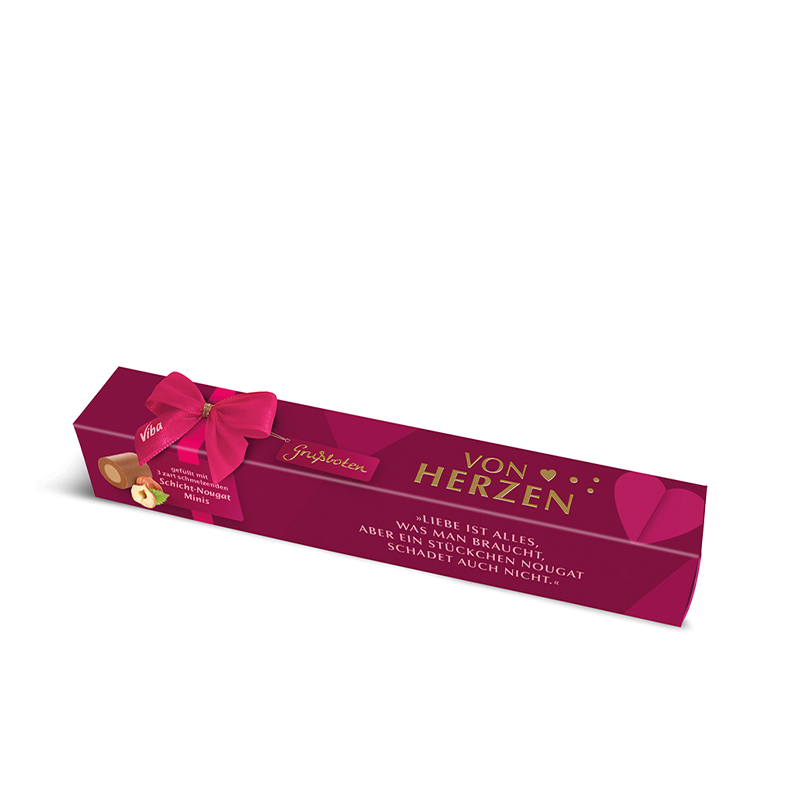 Viba Grußbote Geschenkverpackung "Von Herzen" mit Schicht Nougat Minis, 30 g