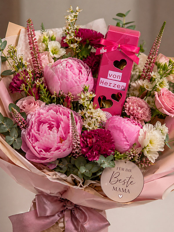 Viba Genusszeit „Von Herzen“ als Geschenk zum Muttertag im Blumenstrauß