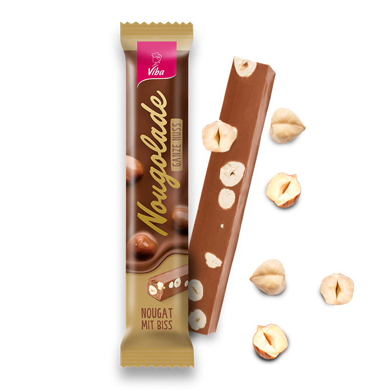 Viba Nougolade Nougat Riegel "Ganze Nuss", 35 g