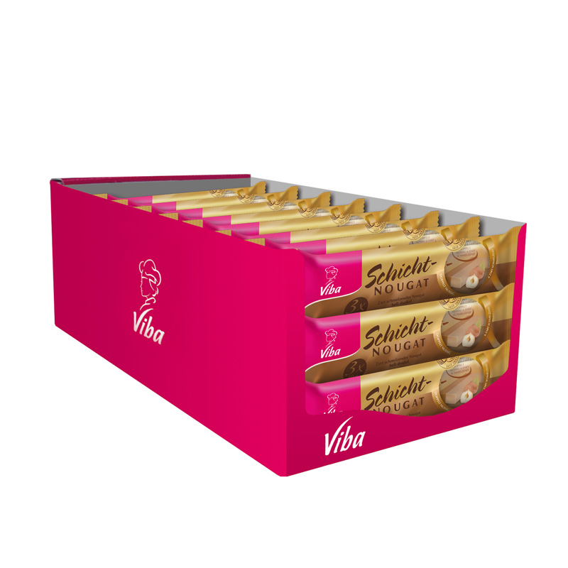 Viba Schicht-Nougat Riegel Jumbo 3er Pack Vorratskarton, 24 x 120 g