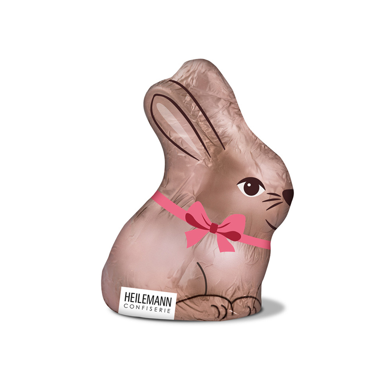Heilemann Brauner Osterhase mit rosa Schleife Edelbitter, 50 g
