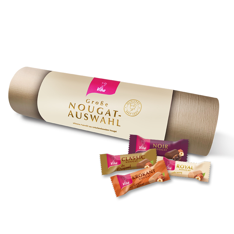 Viba Geschenkpackung Rollenpräsent Große Nougat-Auswahl an Nougat Minis