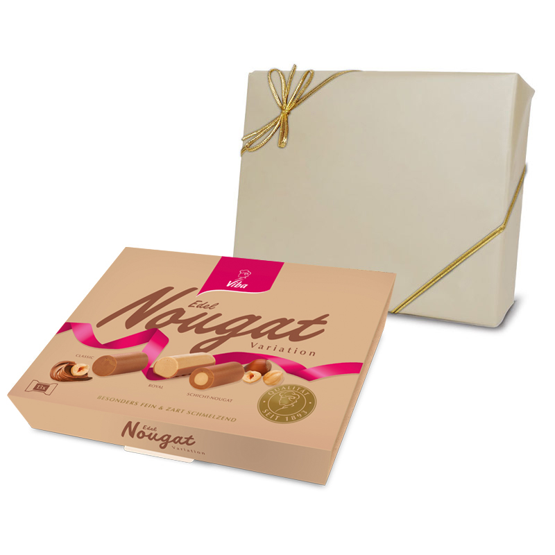 Viba Nougat Variation als Geschenk verpackt