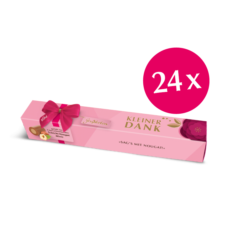 Viba Grußbote Geschenkverpackung "Kleiner Dank" mit Schicht Nougat Minis als Vorratspack, 24 x 30 g
