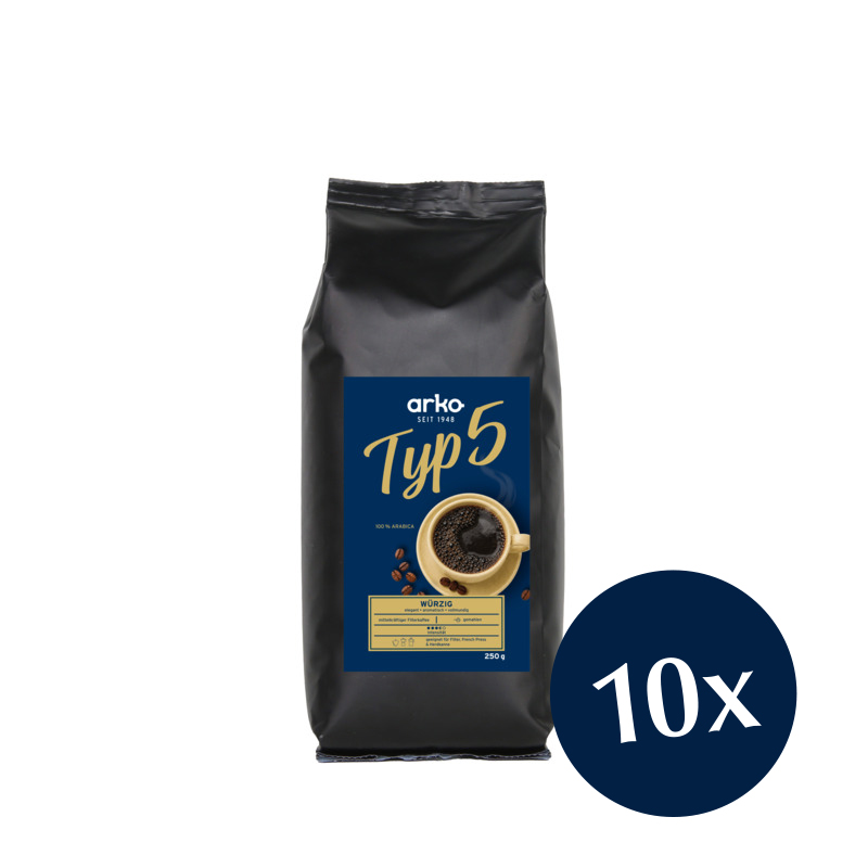 arko Kaffee Typ 5, gemahlen, 10 x 250 g