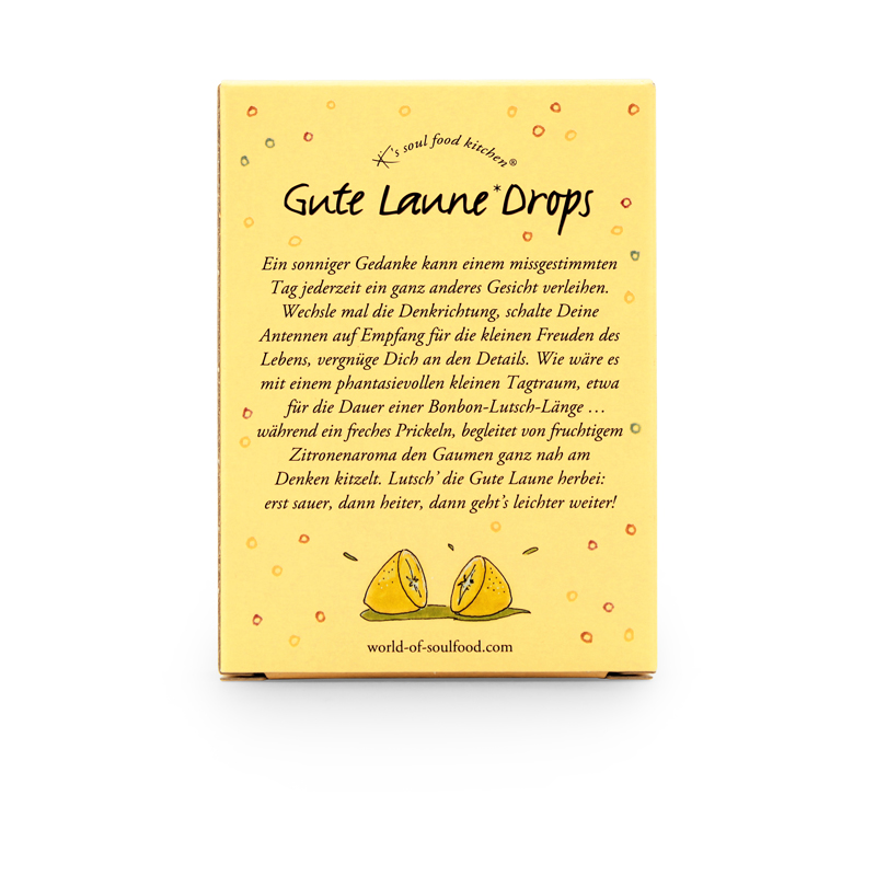 „Gute Laune Drops“ Zitronen Bonbons - Rückseite