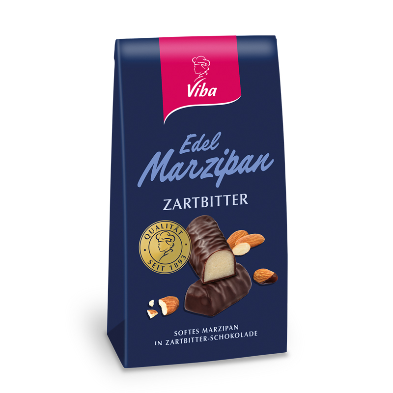 Viba Edel Marzipan Zartbitter Mini Beutel (90/10er Qualität) von Zartbitter-Schokolade umhüllt, 125 g