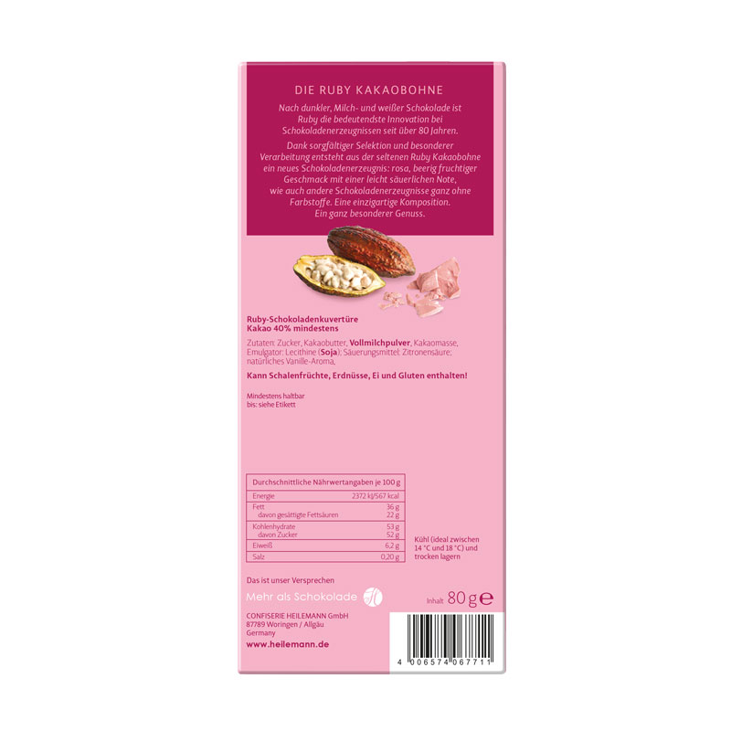 Heilemann Ruby Chocolate pur, 80 g