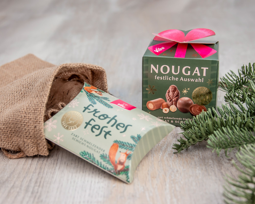 Viba Weihnachtsgeschenke "Festliche Auswahl" und Kissenschachtel "Frohes Fest"