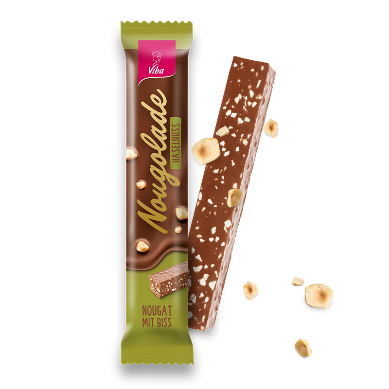 Viba Nougolade Nougat Riegel Haselnuss, 35 g