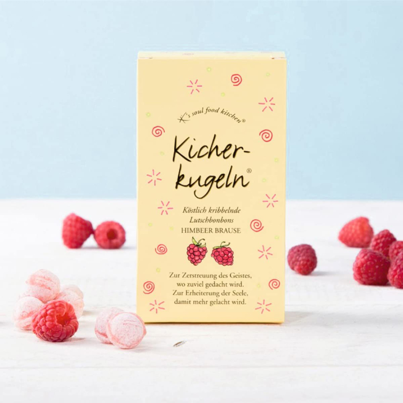 „Kicherkugeln“ Himbeer-Brause-Bonbons mit fruchtigem Geschmack und spritziger Brause für süße Gute-Laune-Momente