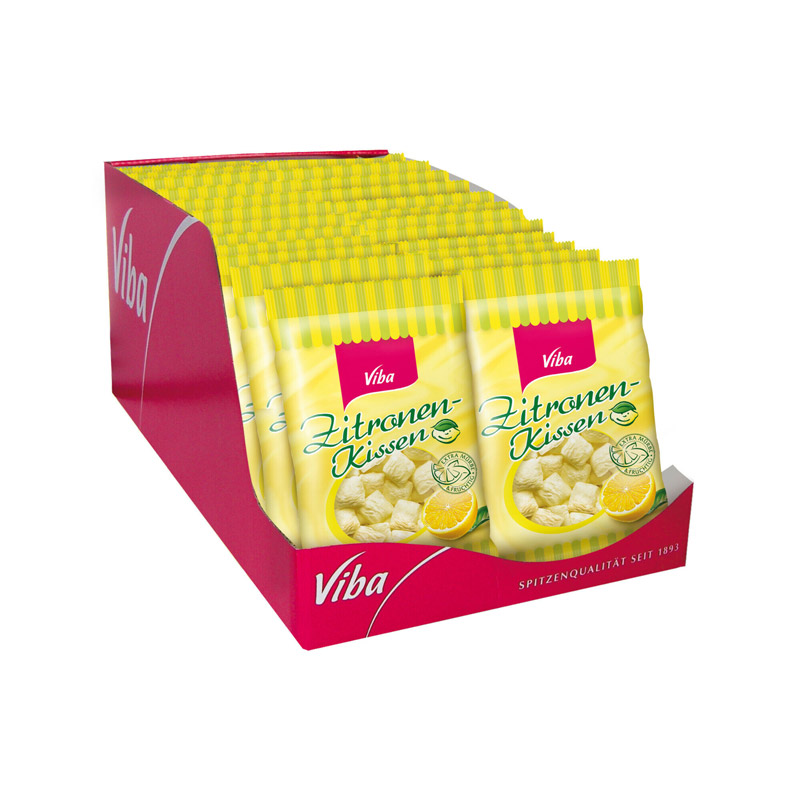 Viba Zuckerkissen Zitronen-Kissen im Vorratskarton, 20 x 90 g