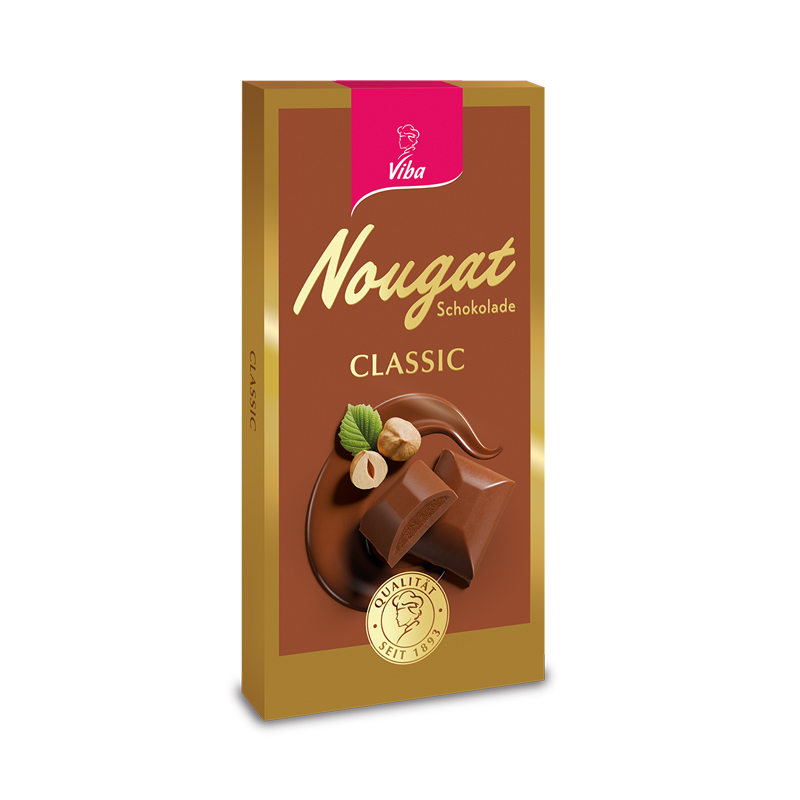 Viba Nougat-Tafelschokolade gefüllt mit Classic Nougat, 100 g