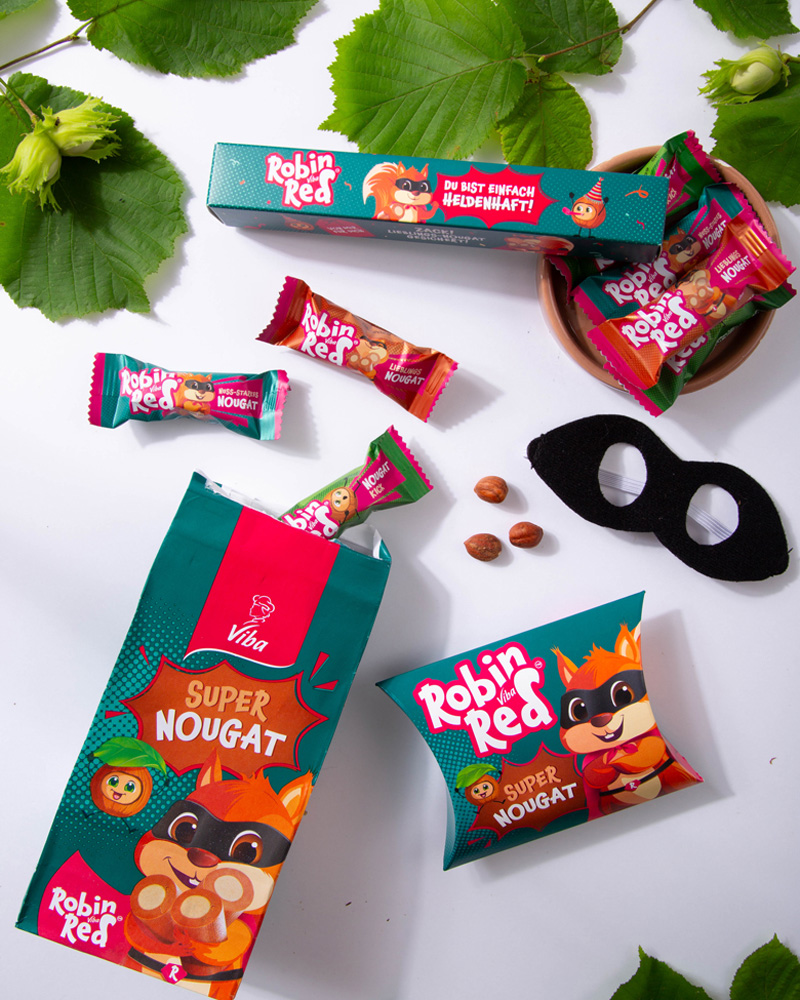 Viba Robin Red Superhelden Nougat als Geschenke
