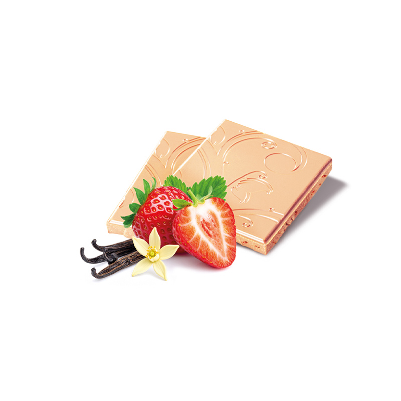 Weiße Schokolade mit Erdbeeren und Vanille