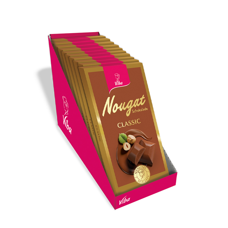 Viba Nougat-Tafelschokolade Classic im Vorratskarton, 10 x 100 g