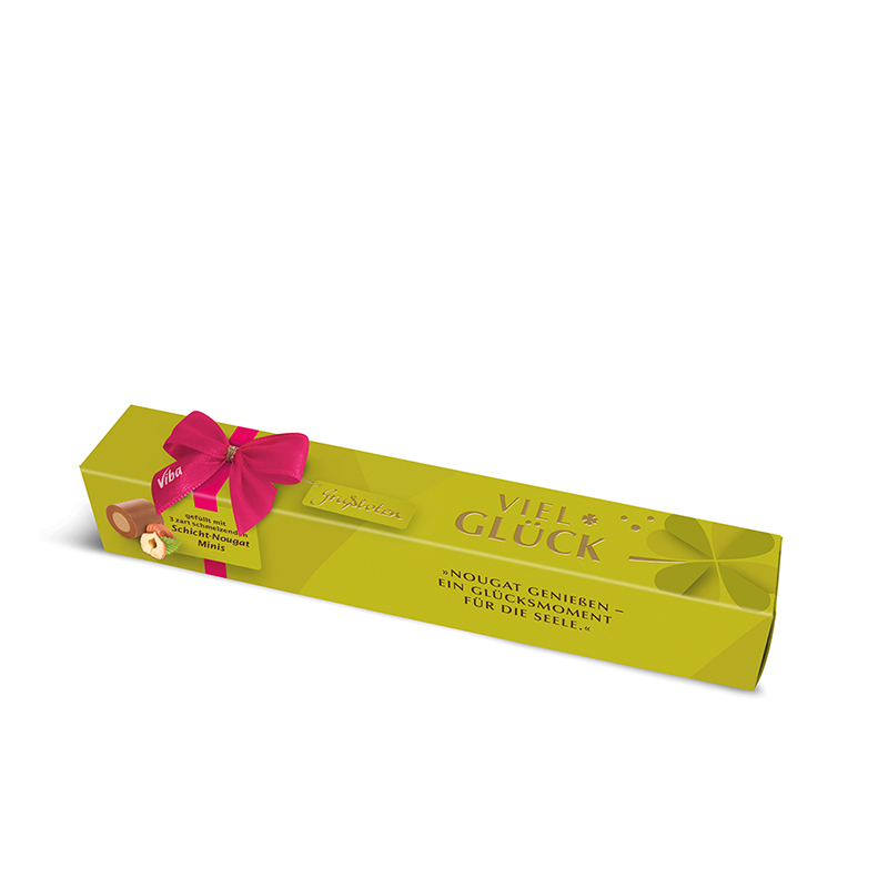 Viba Grußbote Geschenkverpackung "Viel Glück" mit Schicht Nougat Minis, 30 g