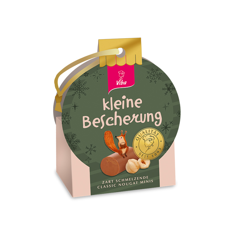 Viba Kleiner Gruß "kleine Bescherung" gefüllt mit Classic Nougat Minis, 40 g