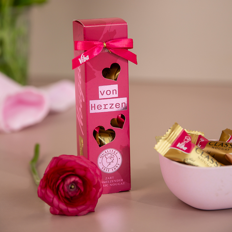 Viba Genusszeit „Von Herzen“ mit Classic Nougat Riegeln in Geschenkverpackung