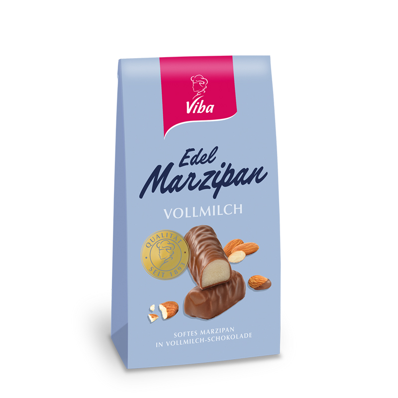 Viba Edel Marzipan Vollmilch Mini Beutel (90/10er Qualität) mit Vollmilch-Schokolade umhüllt, 125 g