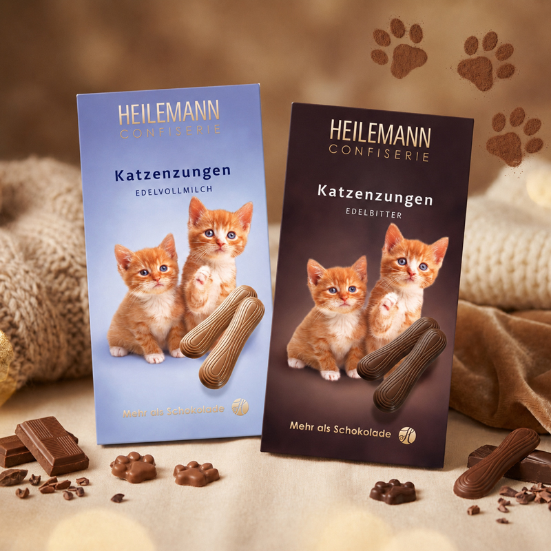 Heilemann Katzenzungen Edelvollmilch-und Edelbitter-Schokolade