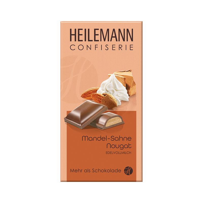 Heilemann Mandel-Sahne-Nougat in Edelvollmilch-Schokolade, 100 g