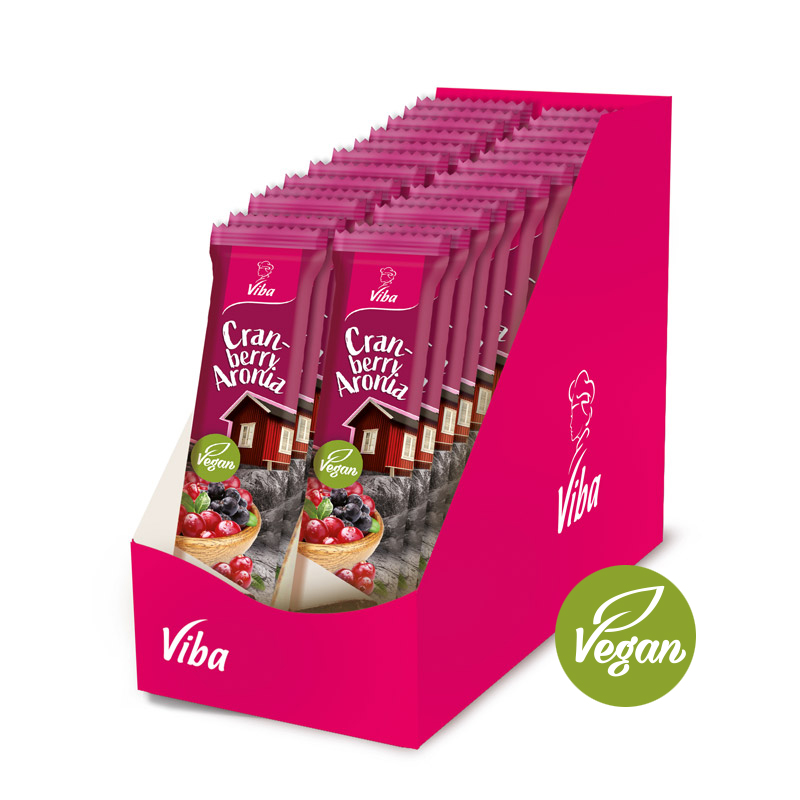 Viba Genussriegel Cranberry-Aronia, veganer Fruchtriegel mit Cranberrys und Aronia, 24 x 35 g Sparkarton