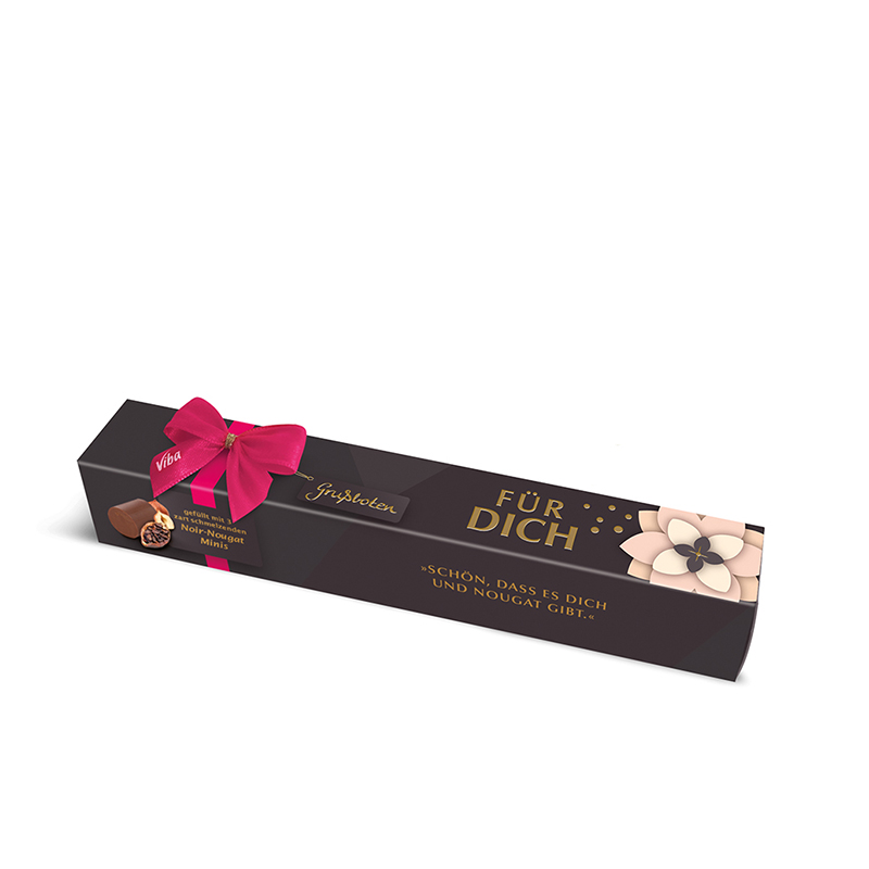 Viba Grußbote Geschenkverpackung "Für Dich" mit Noir Nougat Minis, 30 g