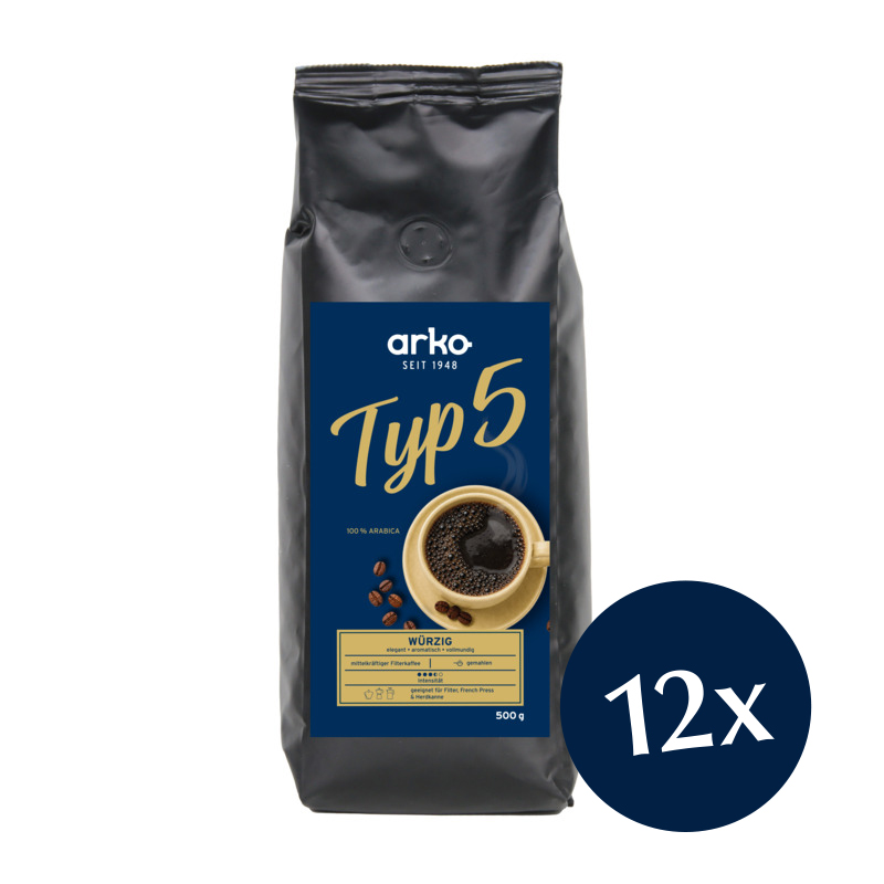arko Kaffee Typ 5, gemahlen, 12 x 500 g