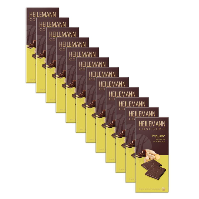 Heilemann Ingwer Edelbitter-Schokolade, 12 x 80 g
