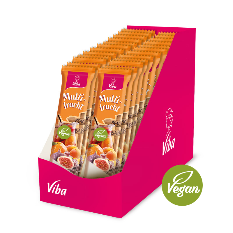 Viba Genussriegel Multifrucht, Vegane Multifrucht Fruchtriegel zwischen Oblaten, 24 x 35 g