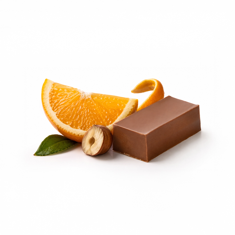 Viba Orangen Nougat Mini ausgepackt mit fruchtiger Orange