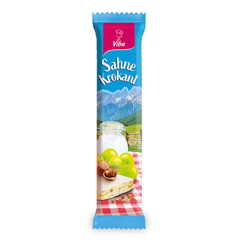 Viba Genussriegel Sahne-Krokant, cremig-crunchiger Milchriegel mit Krokantstückchen, 35 g